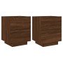 Mesitas de noche luces LED 2 uds madera ingeniería roble marrón de , Mesitas de noche - Ref: Foro24-836748, Precio: 96,68 €, ...
