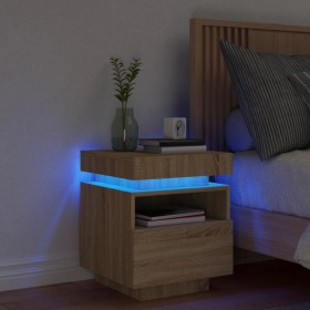 Mesita de noche con luces LED roble Sonoma 40x39x48,5 cm de , Mesitas de noche - Ref: Foro24-836788, Precio: 65,01 €, Descuen...