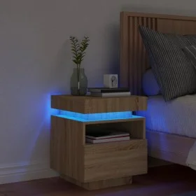 Nachttisch mit LED-Lichtern in Sonoma-Eiche 40x39x48,5 cm von , Nachttische - Ref: Foro24-836788, Preis: 65,42 €, Rabatt: %