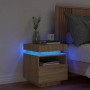 Mesita de noche con luces LED roble Sonoma 40x39x48,5 cm de , Mesitas de noche - Ref: Foro24-836788, Precio: 65,01 €, Descuen...