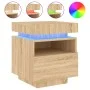 Mesita de noche con luces LED roble Sonoma 40x39x48,5 cm de , Mesitas de noche - Ref: Foro24-836788, Precio: 65,42 €, Descuen...
