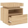 Mesita de noche con luces LED roble Sonoma 40x39x48,5 cm de , Mesitas de noche - Ref: Foro24-836788, Precio: 65,01 €, Descuen...