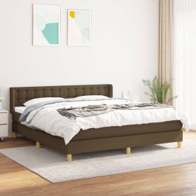 Cama box spring con colchón tela marrón oscuro 180x200 cm de , Camas y somieres - Ref: Foro24-3130612, Precio: 557,46 €, Desc...