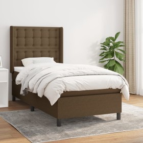 Cama box spring con colchón tela marrón oscuro 90x200 cm de , Camas y somieres - Ref: Foro24-3131724, Precio: 371,25 €, Descu...
