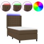 Cama box spring colchón y luces LED tela marrón oscuro 90x200cm de , Camas y somieres - Ref: Foro24-3138608, Precio: 377,41 €...