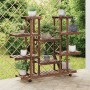 Soporte de flores con ruedas madera maciza abeto 110x25x115 cm de , Soportes para macetas - Ref: Foro24-362859, Precio: 67,37...