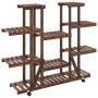 Soporte de flores con ruedas madera maciza abeto 110x25x115 cm de , Soportes para macetas - Ref: Foro24-362859, Precio: 67,37...