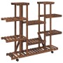 Soporte de flores con ruedas madera maciza abeto 110x25x115 cm de , Soportes para macetas - Ref: Foro24-362859, Precio: 67,37...