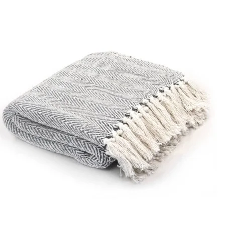 Manta en espiguilla de algodón gris 160x210 cm de vidaXL, Mantas - Ref: Foro24-245319, Precio: 26,22 €, Descuento: %