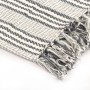 Manta a rayas de algodón gris y blanco 125x150 cm de vidaXL, Mantas - Ref: Foro24-245327, Precio: 20,05 €, Descuento: %