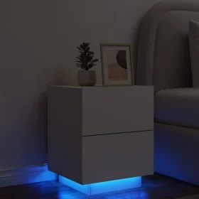 Mesita de noche con luces LED madera de ingeniería blanca de , Mesitas de noche - Ref: Foro24-836735, Precio: 76,38 €, Descue...