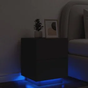 Mesita de noche con luces LED madera de ingeniería negra de , Mesitas de noche - Ref: Foro24-836737, Precio: 69,18 €, Descuen...