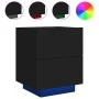 Mesita de noche con luces LED madera de ingeniería negra de , Mesitas de noche - Ref: Foro24-836737, Precio: 69,18 €, Descuen...