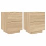 Mesitas de noche luces LED 2 uds madera ingeniería roble Sonoma de , Mesitas de noche - Ref: Foro24-836740, Precio: 112,82 €,...
