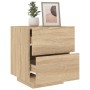 Mesitas de noche luces LED 2 uds madera ingeniería roble Sonoma de , Mesitas de noche - Ref: Foro24-836740, Precio: 112,82 €,...
