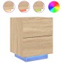 Mesitas de noche luces LED 2 uds madera ingeniería roble Sonoma de , Mesitas de noche - Ref: Foro24-836740, Precio: 112,82 €,...