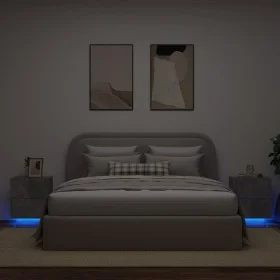 Mesita de noche luces LED 2 uds madera ingeniería gris hormigón de , Mesitas de noche - Ref: Foro24-836742, Precio: 111,44 €,...