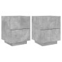 Mesita de noche luces LED 2 uds madera ingeniería gris hormigón de , Mesitas de noche - Ref: Foro24-836742, Precio: 113,15 €,...