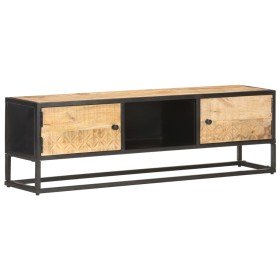 Mueble de TV puerta tallada madera de mango rugosa 130x30x40 cm en Muebles TV | Comprar online en Foru.es