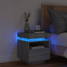 Mesita de noche con luces LED gris Sonoma 40x39x48,5 cm de , Mesitas de noche - Ref: Foro24-836794, Precio: 81,28 €, Descuent...