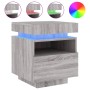 Mesita de noche con luces LED gris Sonoma 40x39x48,5 cm de , Mesitas de noche - Ref: Foro24-836794, Precio: 81,28 €, Descuent...