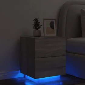 Mesita de noche con luces LED madera de ingeniería gris Sonoma de , Mesitas de noche - Ref: Foro24-836745, Precio: 68,46 €, D...