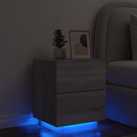 Mesita de noche con luces LED madera de ingeniería gris Sonoma de , Mesitas de noche - Ref: Foro24-836745, Precio: 69,59 €, D...