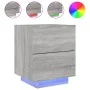 Mesita de noche con luces LED madera de ingeniería gris Sonoma de , Mesitas de noche - Ref: Foro24-836745, Precio: 68,46 €, D...