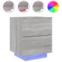 Mesita de noche con luces LED madera de ingeniería gris Sonoma de , Mesitas de noche - Ref: Foro24-836745, Precio: 69,59 €, D...