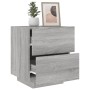 Mesita de noche con luces LED madera de ingeniería gris Sonoma de , Mesitas de noche - Ref: Foro24-836745, Precio: 69,59 €, D...