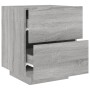 Mesita de noche con luces LED madera de ingeniería gris Sonoma de , Mesitas de noche - Ref: Foro24-836745, Precio: 69,59 €, D...