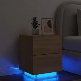 Bedside table with LED lights made of Sonoma oak engineered wood by , Nightstands - Ref: Foro24-836739, Price: 65,70 €, Disco...
