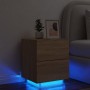 Mesita de noche con luces LED madera de ingeniería roble Sonoma de , Mesitas de noche - Ref: Foro24-836739, Precio: 66,74 €, ...