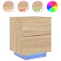 Mesita de noche con luces LED madera de ingeniería roble Sonoma de , Mesitas de noche - Ref: Foro24-836739, Precio: 66,74 €, ...