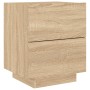 Mesita de noche con luces LED madera de ingeniería roble Sonoma de , Mesitas de noche - Ref: Foro24-836739, Precio: 66,74 €, ...