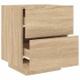 Mesita de noche con luces LED madera de ingeniería roble Sonoma de , Mesitas de noche - Ref: Foro24-836739, Precio: 66,74 €, ...