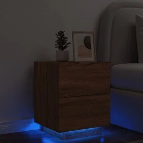 Mesita de noche con luces LED madera de ingeniería roble marrón de , Mesitas de noche - Ref: Foro24-836747, Precio: 62,02 €, ...