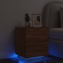 Mesita de noche con luces LED madera de ingeniería roble marrón de , Mesitas de noche - Ref: Foro24-836747, Precio: 62,97 €, ...