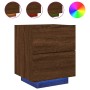 Mesita de noche con luces LED madera de ingeniería roble marrón de , Mesitas de noche - Ref: Foro24-836747, Precio: 62,97 €, ...