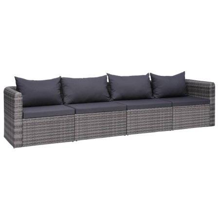 Set de sofás de jardín 4 piezas y cojines ratán sintético gris de vidaXL, Sofás de exterior - Ref: Foro24-44164, Precio: 326,...