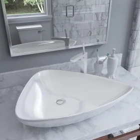 Lavabo de cerámica triangular blanco 645x455x115 mm de vidaXL, Lavabos - Ref: Foro24-142997, Precio: 62,65 €, Descuento: %