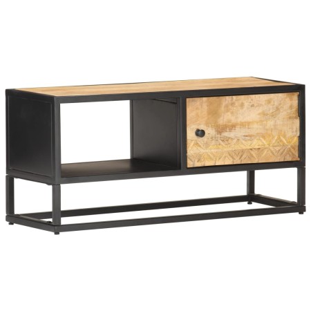 Mueble de TV puerta tallada madera de mango rugosa 90x30x40 cm en Muebles TV | Comprar online en Foru.es