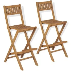Taburetes plegables de bar de jardín 2 uds madera teca maciza de vidaXL, Sillas de jardín - Ref: Foro24-43806, Precio: 202,06...