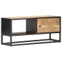 Mueble de TV puerta tallada madera de mango rugosa 90x30x40 cm en Muebles TV | Comprar online en Foru.es