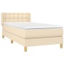 Cama box spring con colchón tela color crema 100x200 cm de , Camas y somieres - Ref: Foro24-3130574, Precio: 303,58 €, Descue...