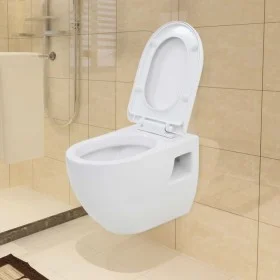 White Ceramic Wall Mount Toilet by vidaXL, Bathrooms - Ref: Foro24-143022, Price: 144,12 €, Discount: %
