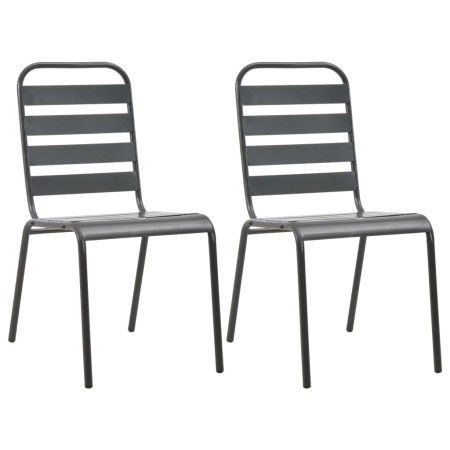 Sillas de jardín apilables 2 unidades acero gris de vidaXL, Sillas de jardín - Ref: Foro24-44257, Precio: 117,77 €, Descuento: %