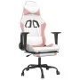 Silla gaming masaje y reposapiés cuero sintético blanco y rosa by , Gaming chairs - Ref: Foro24-345420, Price: 119,64 €, Disc...