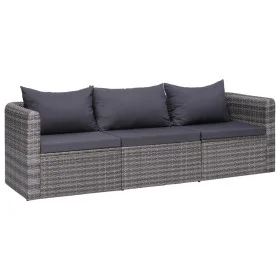 Set aus 3-teiligen Gartensofas und Kissen, synthetisches Rattangrau von vidaXL, Outdoor-Sofas - Ref: Foro24-44163, Preis: 294...