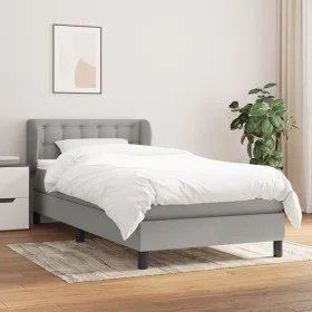 Box spring bed with light gray fabric mattress 80x200 cm by , Beds and slatted bases - Ref: Foro24-3126517, Price: 277,86 €, ...